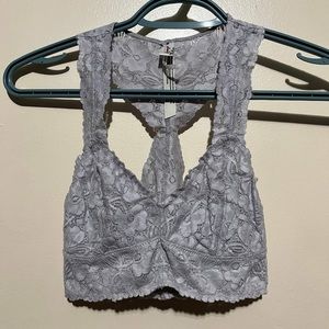 FREE PEOPLE INTIMATELY DOVE GREY LACE BRALETTE